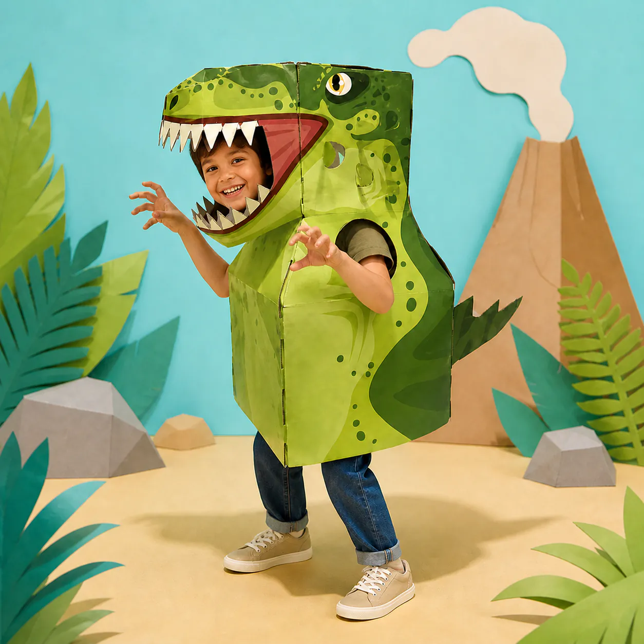 T-Rex costume, an assembled flat-piece product example