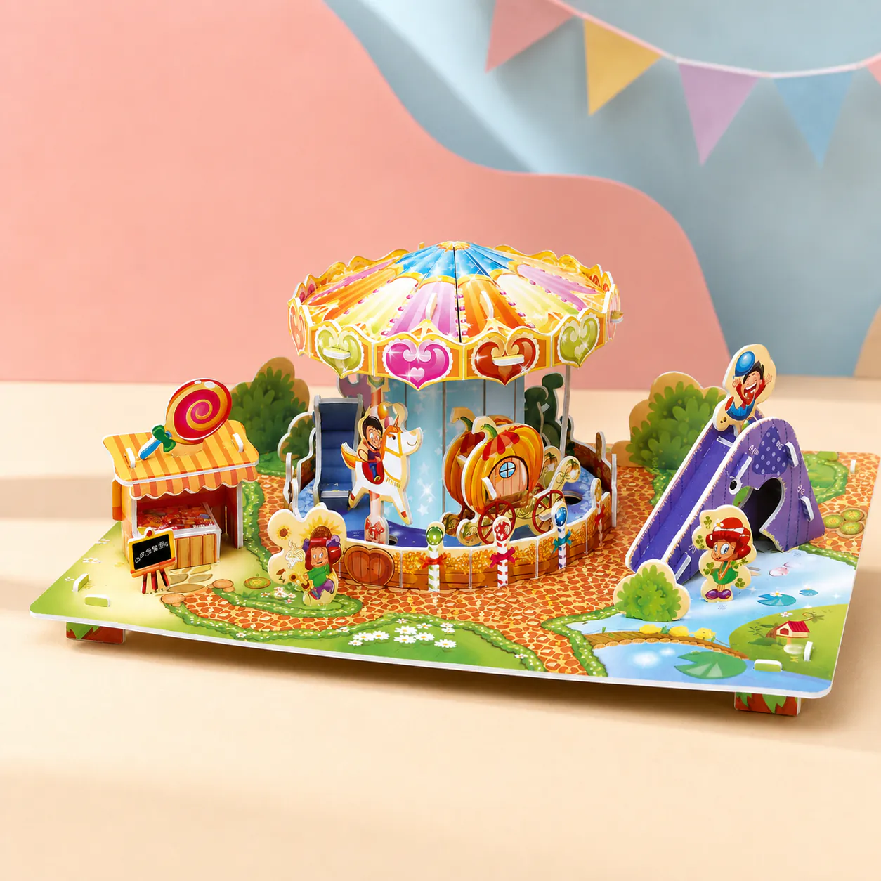 Carousel, an assembled flat-piece product example