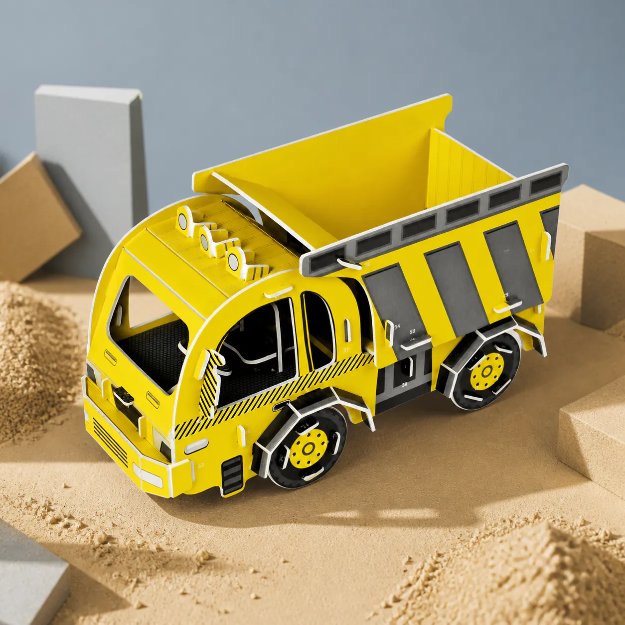 Dump Truck, an assembled flat-piece product example