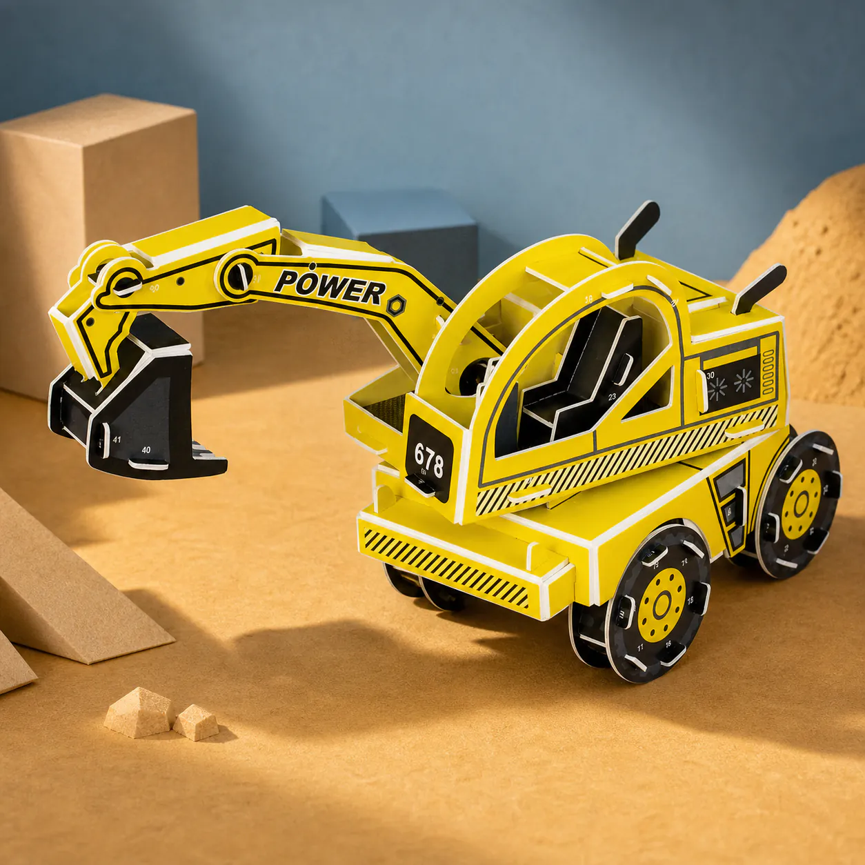 Excavator, an assembled flat-piece product example