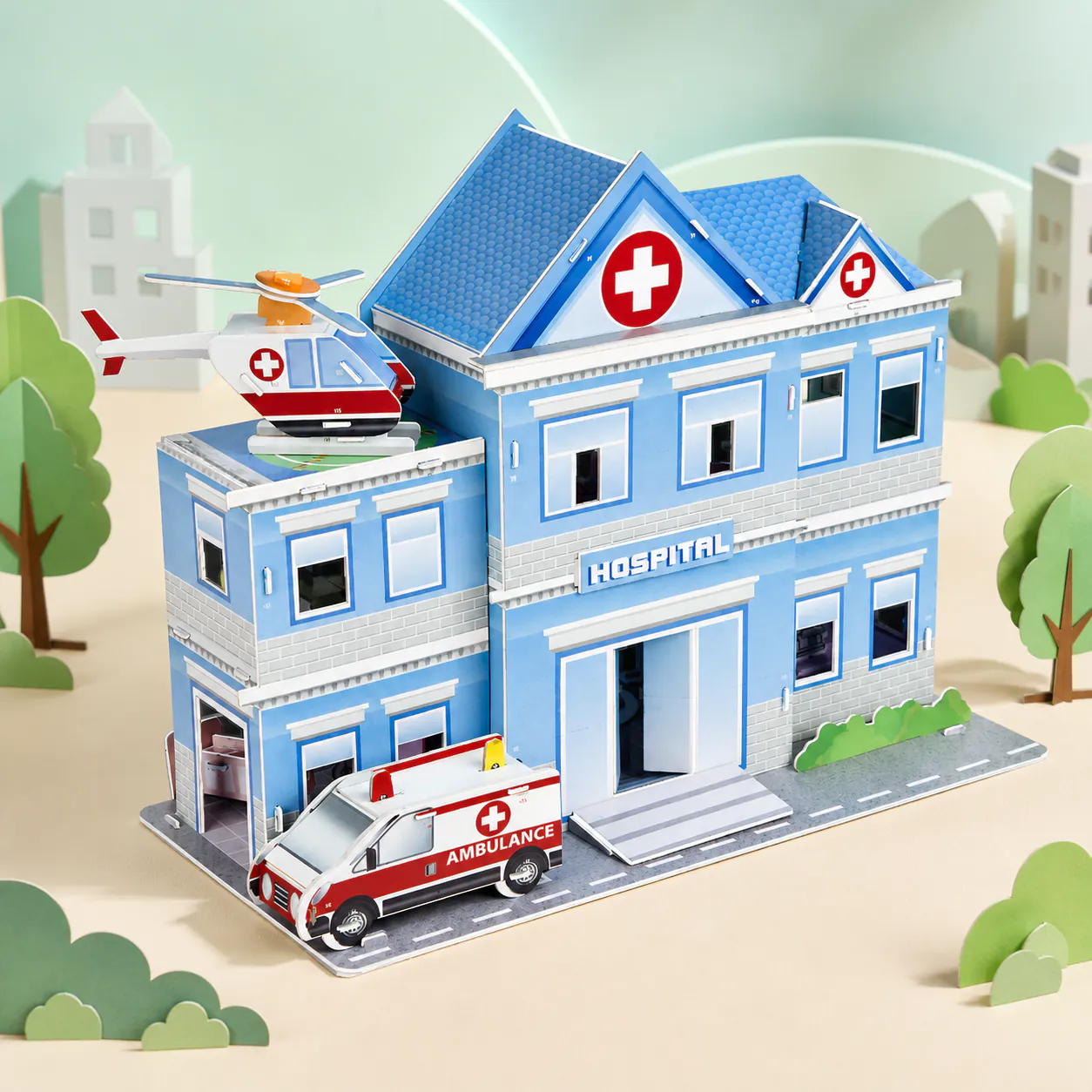 Hospital, an assembled flat-piece product example