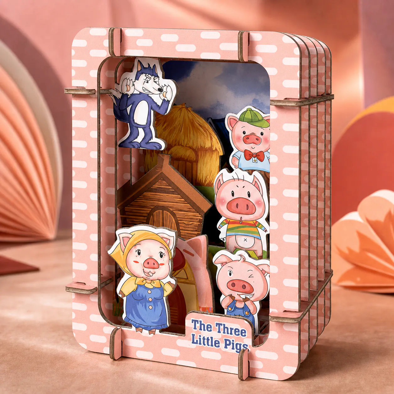 The Three Little Pigs, an assembled flat-piece product example