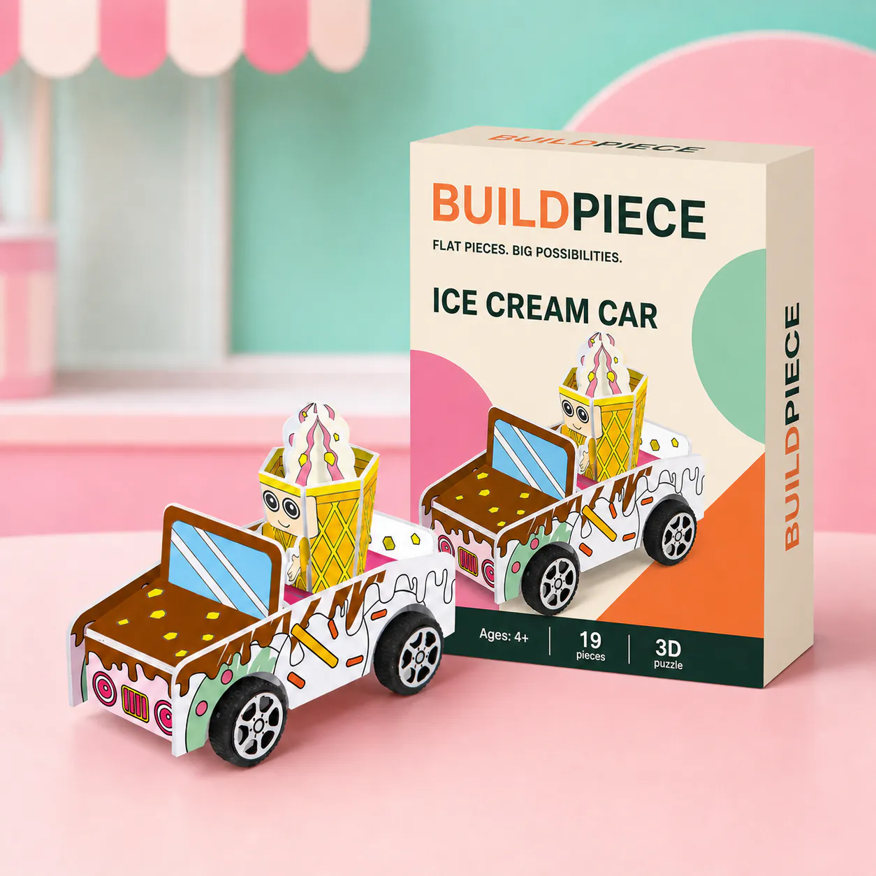Ice Cream Car, an assembled flat-piece product example