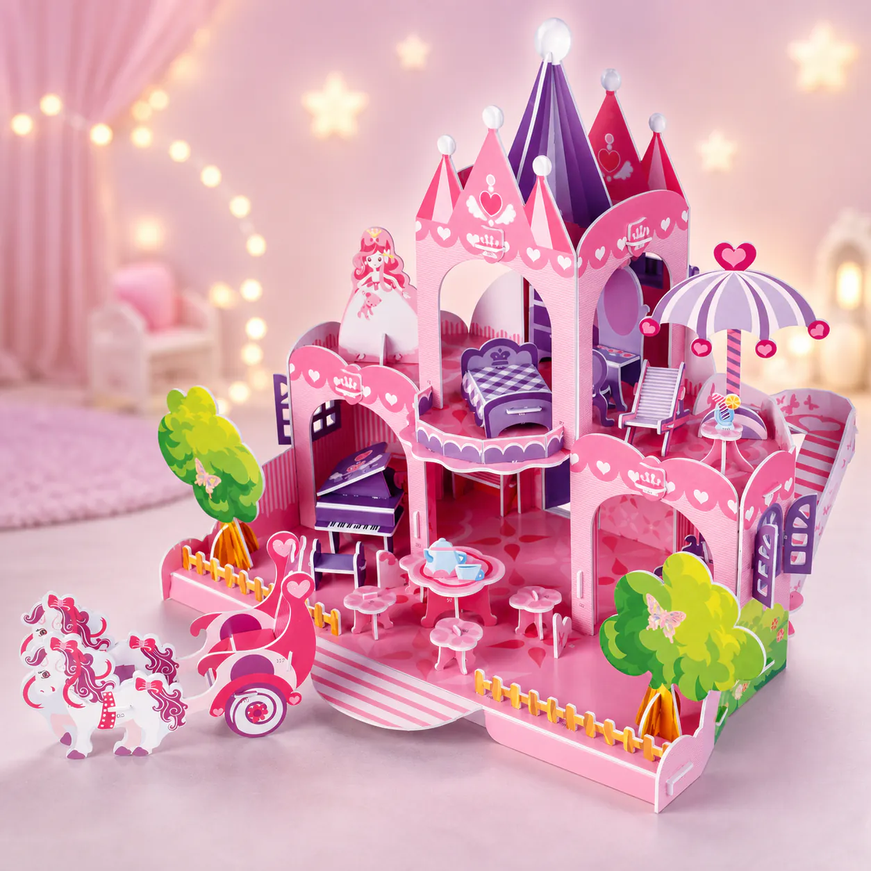 Princess Dollhouse, an assembled flat-piece product example