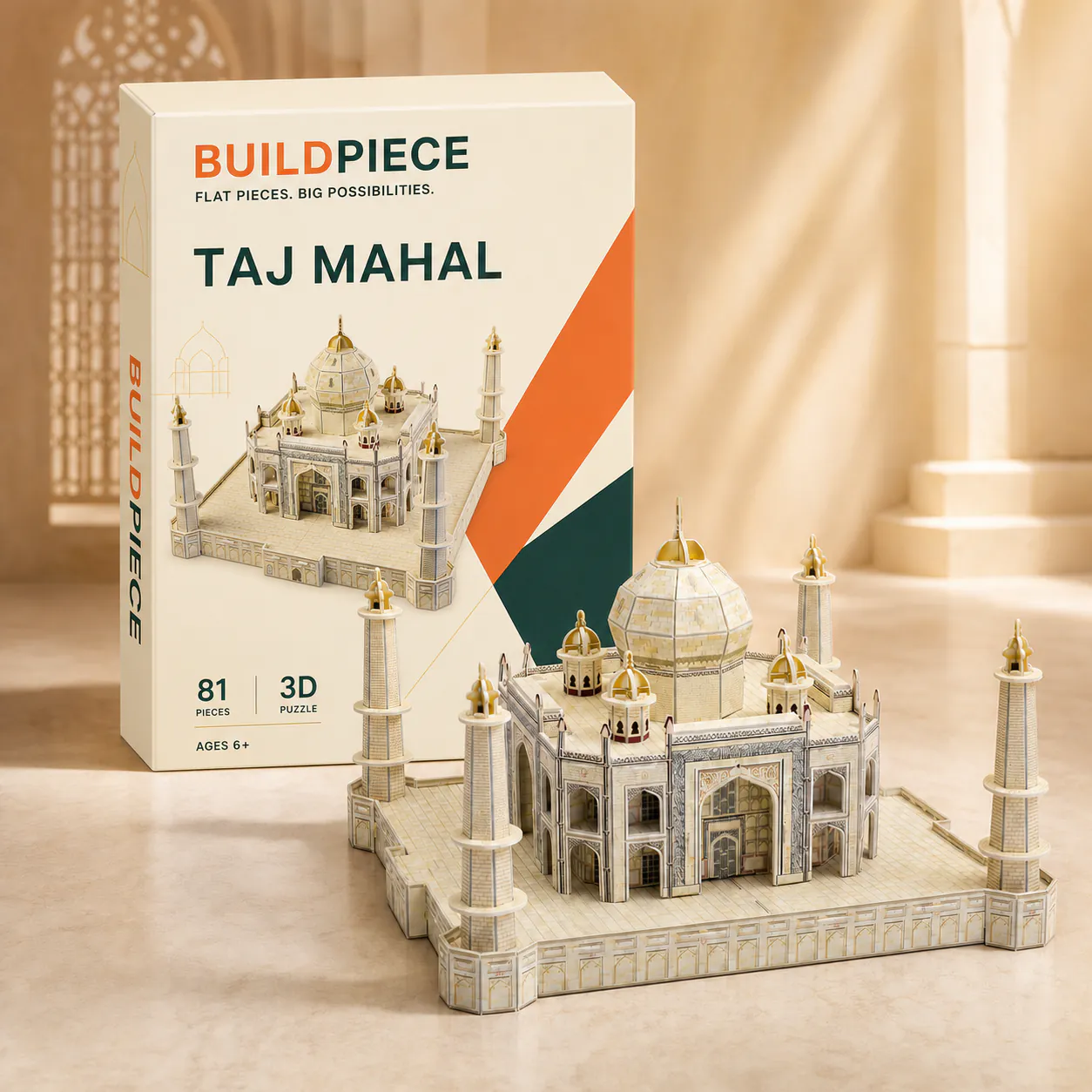 Taj Mahal, an assembled flat-piece product example