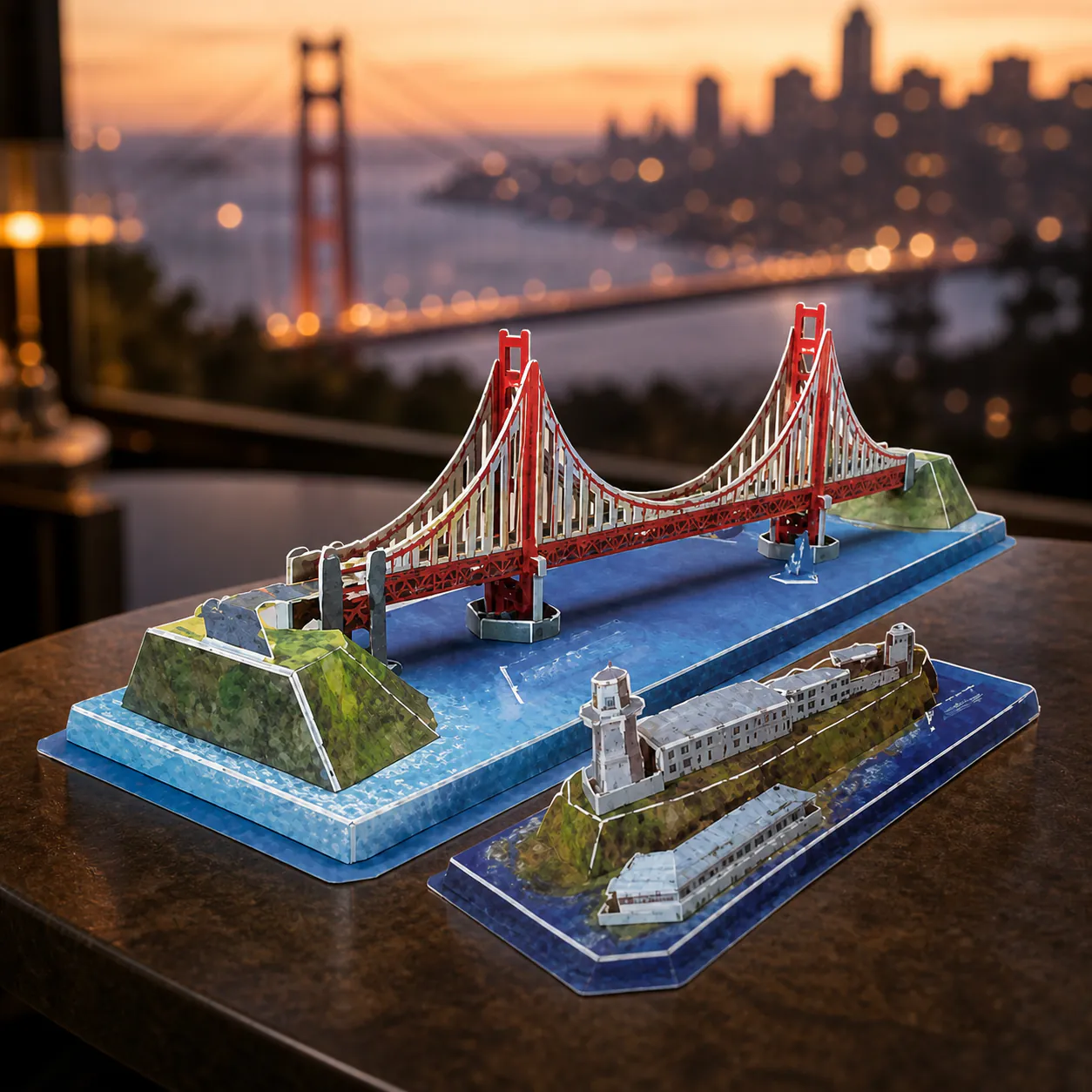 Golden Gate Bridge, an assembled flat-piece product example