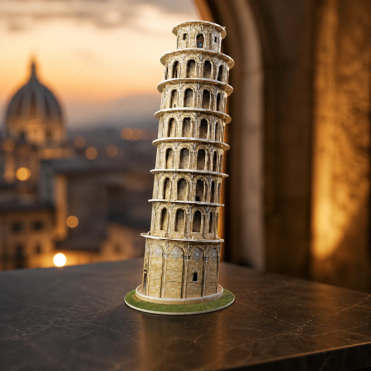 Leaning Tower of Pisa, an assembled flat-piece product example